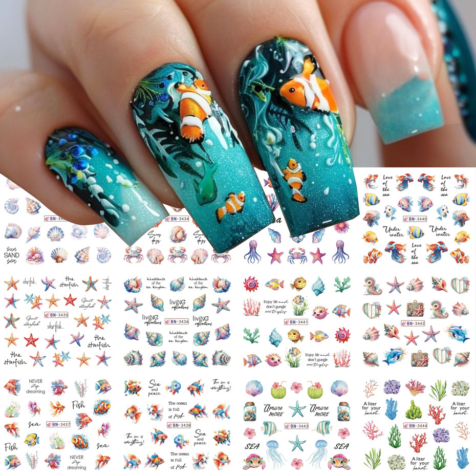 Nail Art France - 12 Design Ocean Creature Water Nail