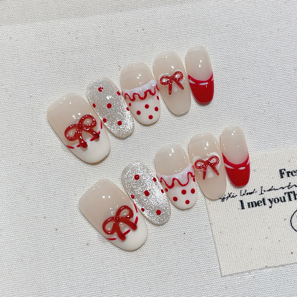 Nail Art Oval - 10pcs Short Oval Handmade Press On