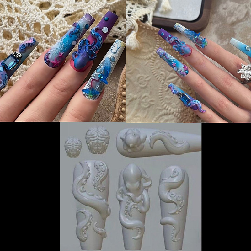 Nail Art Strawberry - ✰✪Bunny Strawberry Ocean Octopus 3D Silicone