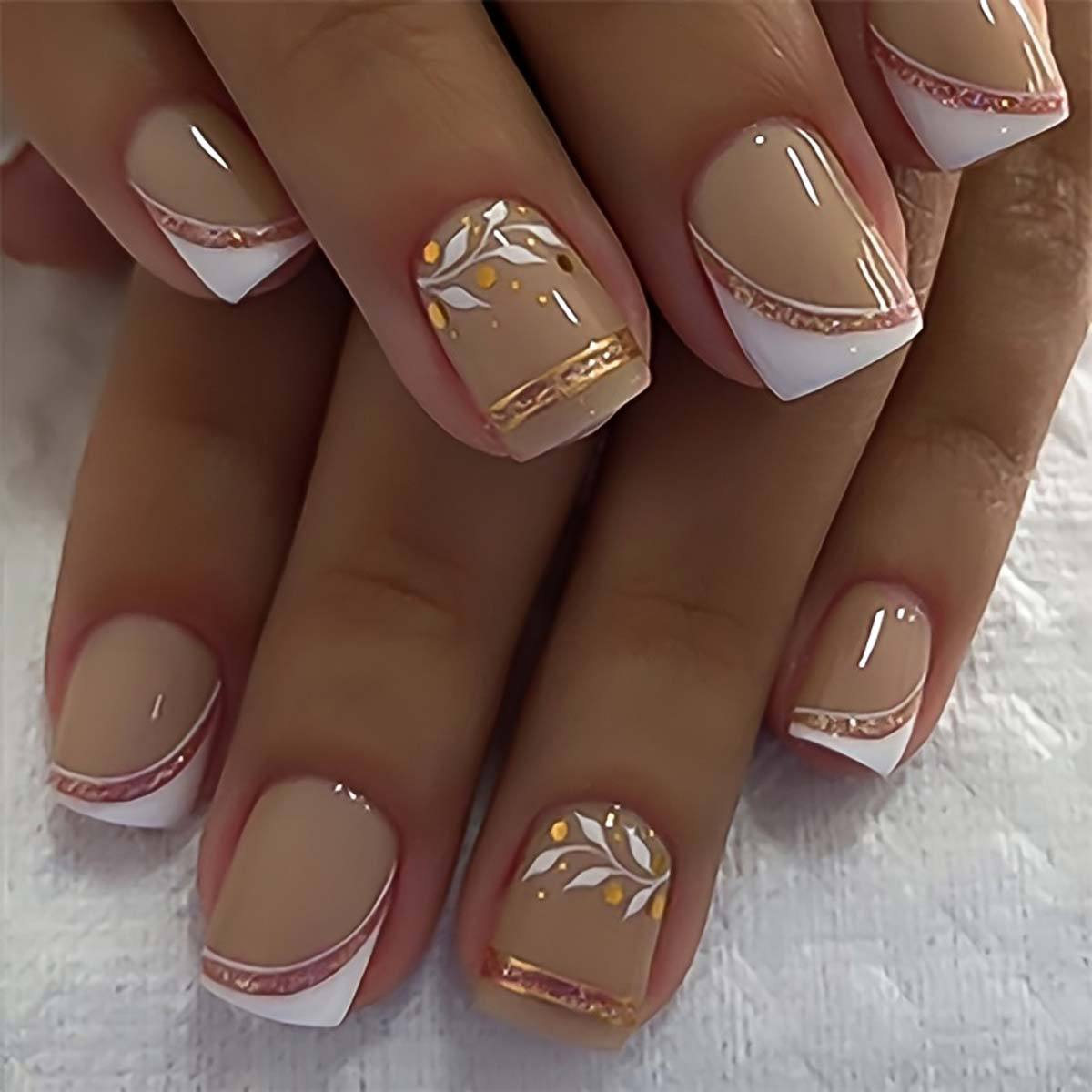 Nail Art Glitter - Short Medium fake nails for women