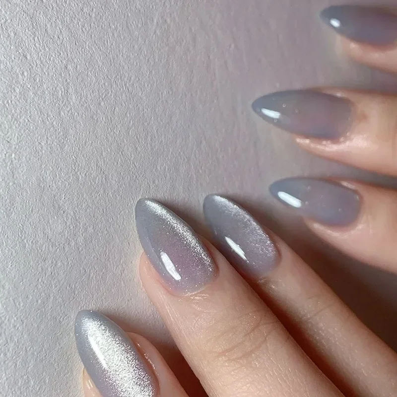 Nail Art Full Cat Eye - 24Pcs Crystal Cat Eye False Nails