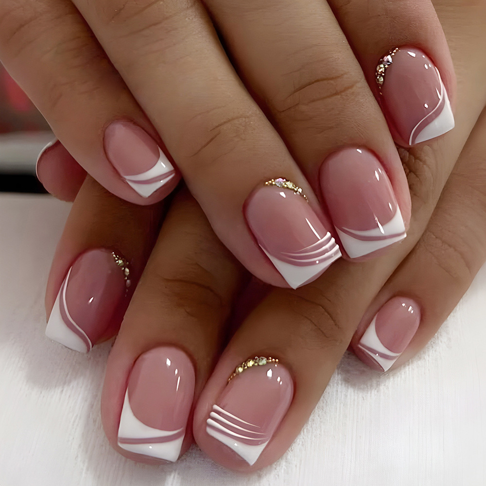 Nail Art Simple - 24Pcs Irregular French Fake Nail with