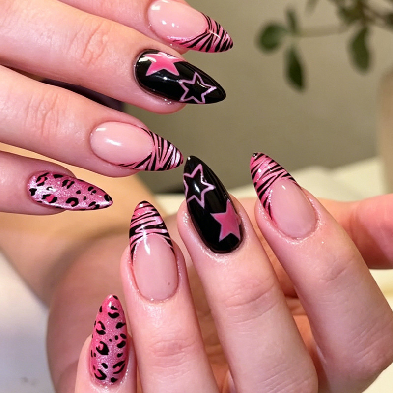 Nail Art Full Cat Eye - 24pcs Lines and Stars Press on