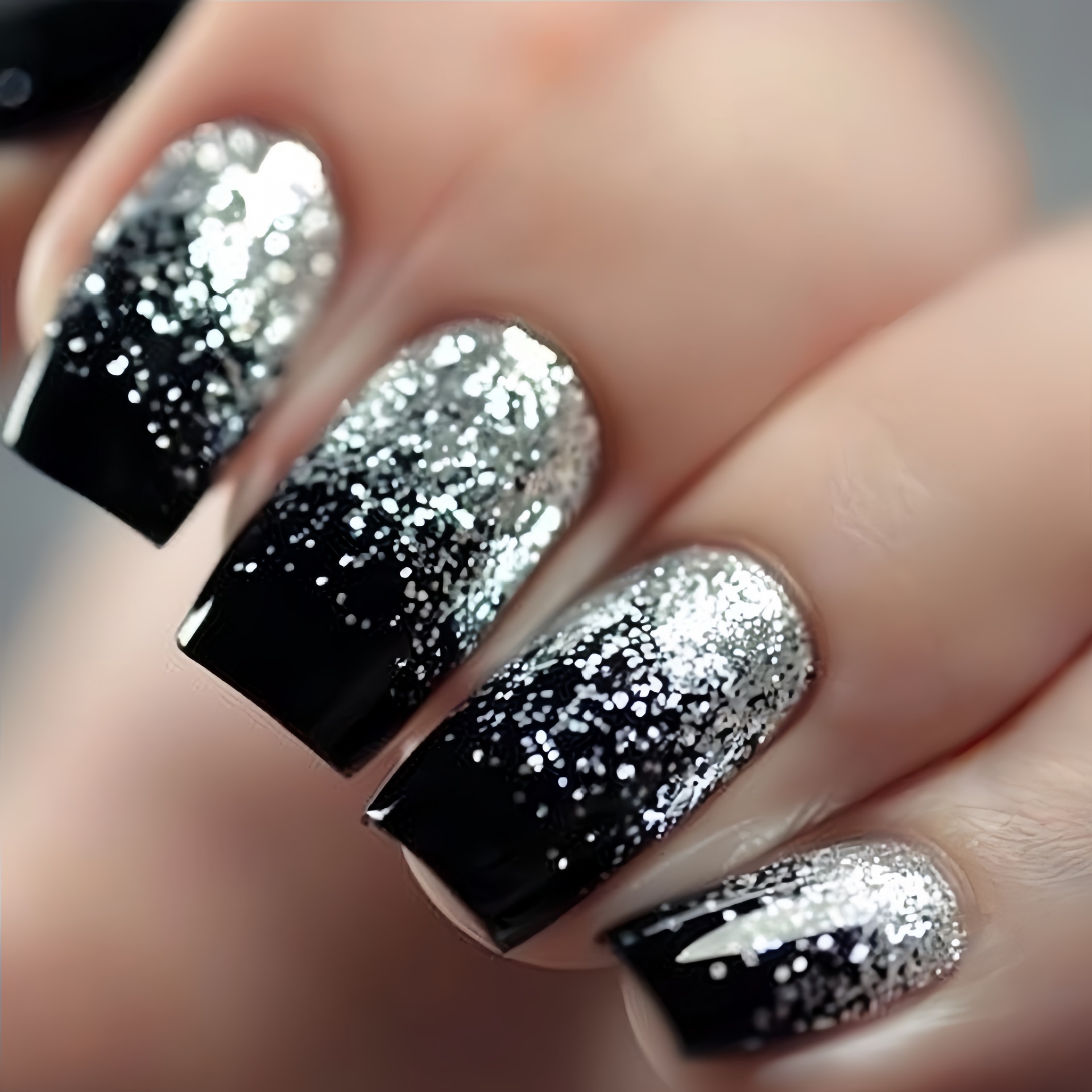 Nail Art Glitter - Short Medium fake nails Gradient brown