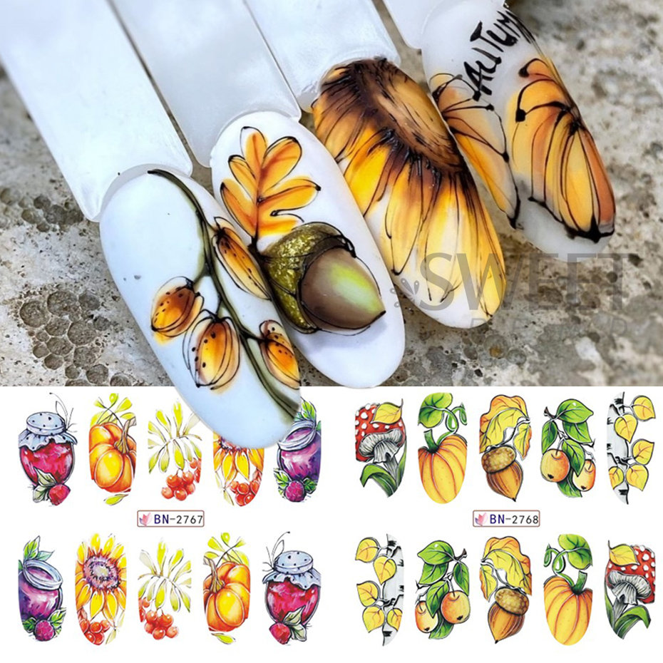 12pcs Autumn Nail Stickers Car - огляд і ціна Nail Art France
