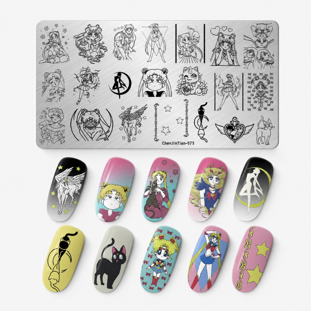 Sailor Moon Anime Nail Stampin - огляд і ціна Nail Art Maroon