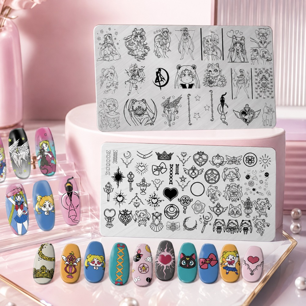 Sailor Moon Anime Nail Stampin - огляд і ціна Nail Art Maroon