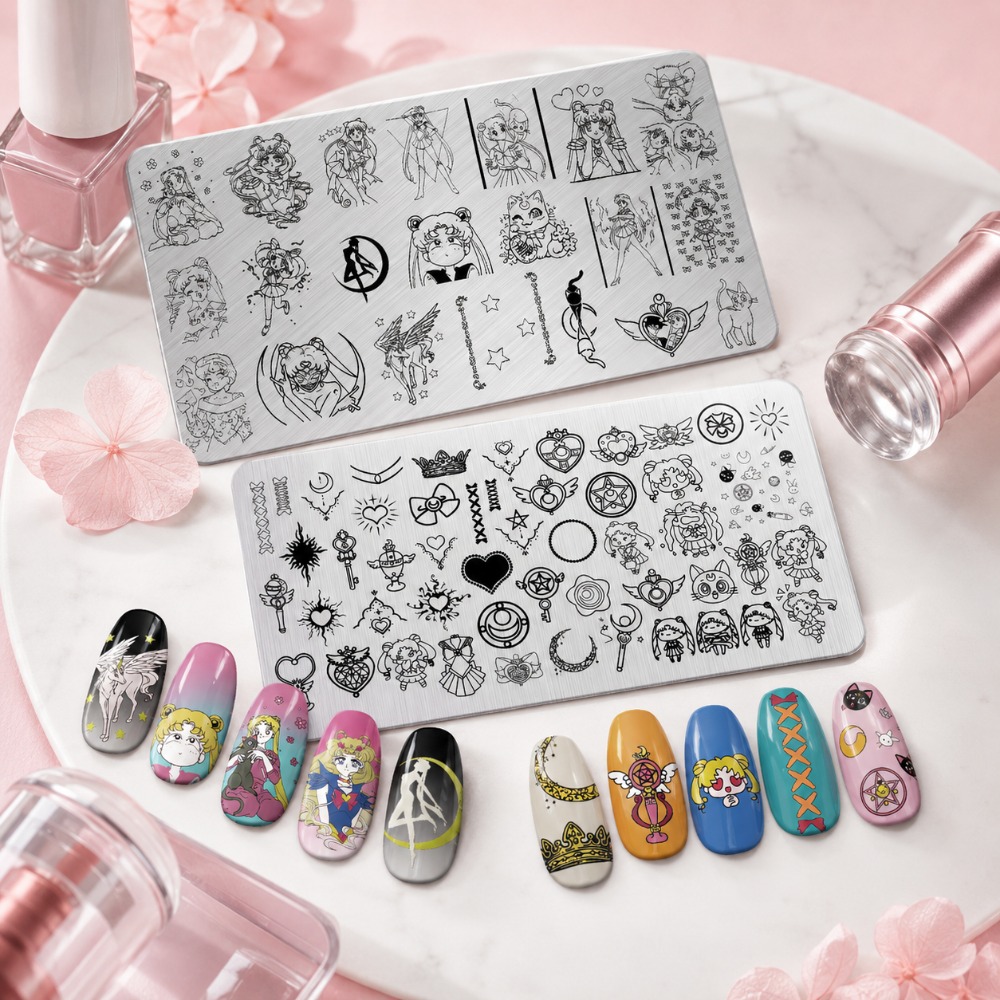 Sailor Moon Anime Nail Stampin - огляд і ціна Nail Art Maroon