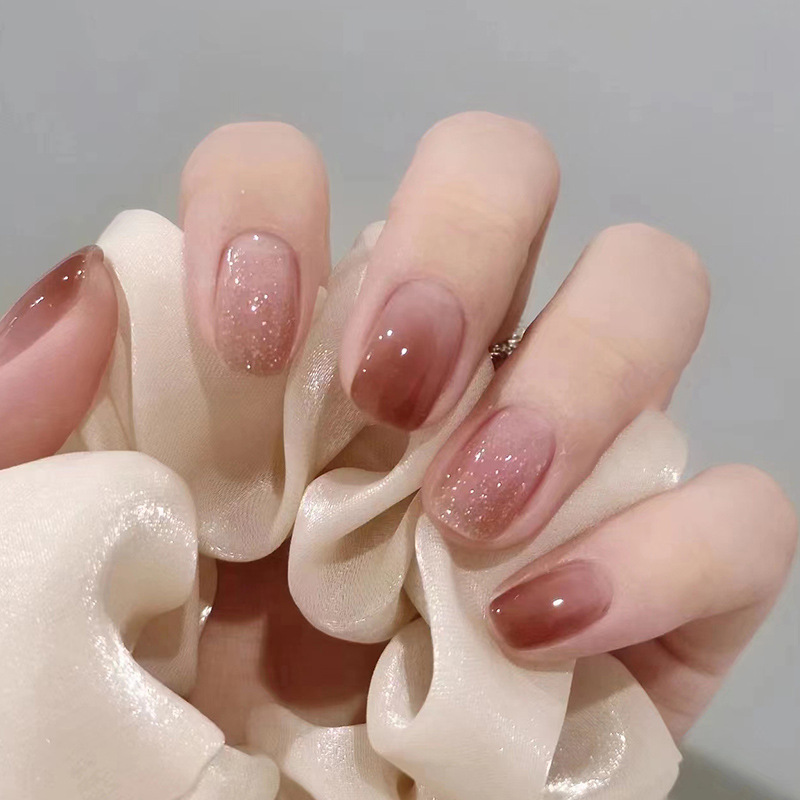 24Pcs Caramel Brown Ombre Glit - огляд і ціна Nail Art Simple Elegant