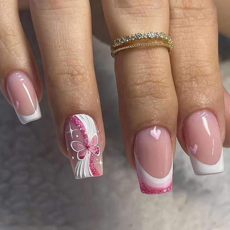 24Pcs Love Rainbow Press on Na - огляд і ціна Nail Art Natural