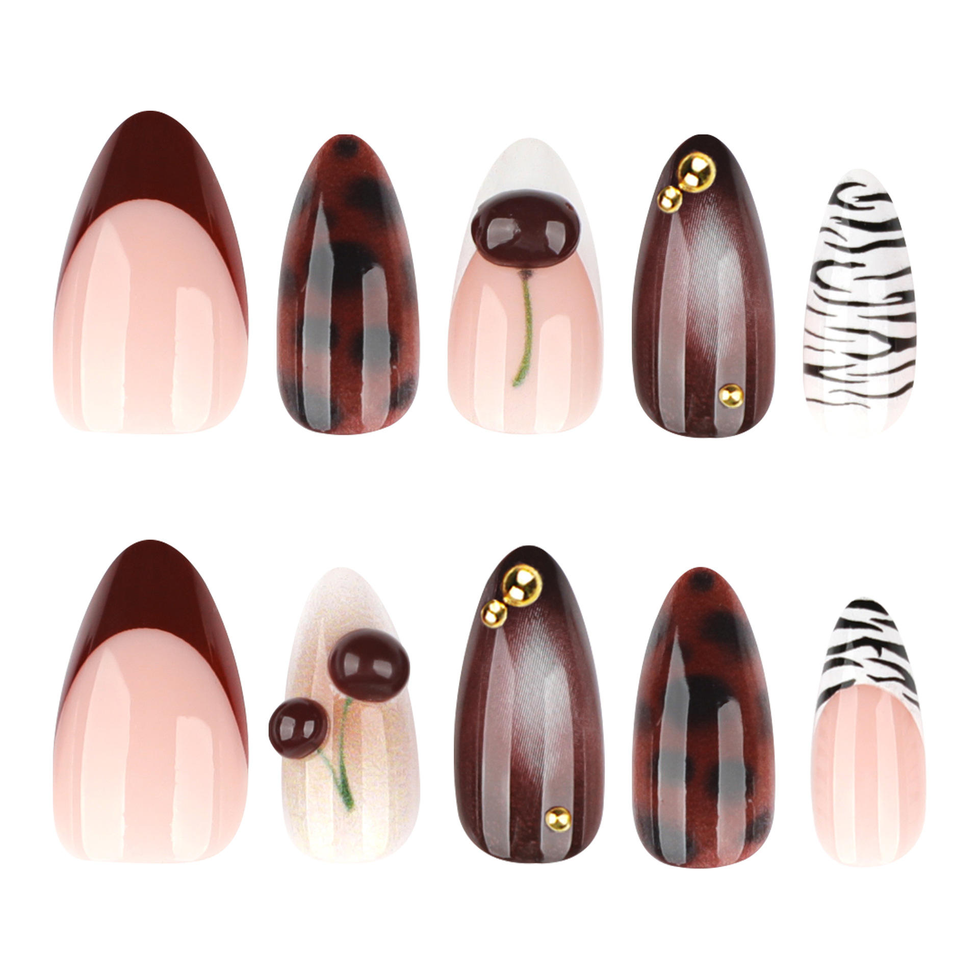 24PCS Burgundy Nude Brown Pres - огляд і ціна Nail Art Burgundy