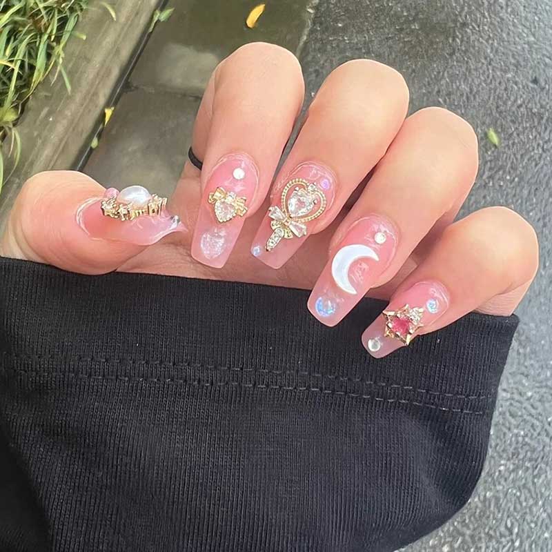 24pcs/box Luxury Pink Long Cof - огляд і ціна Nail Art Maroon