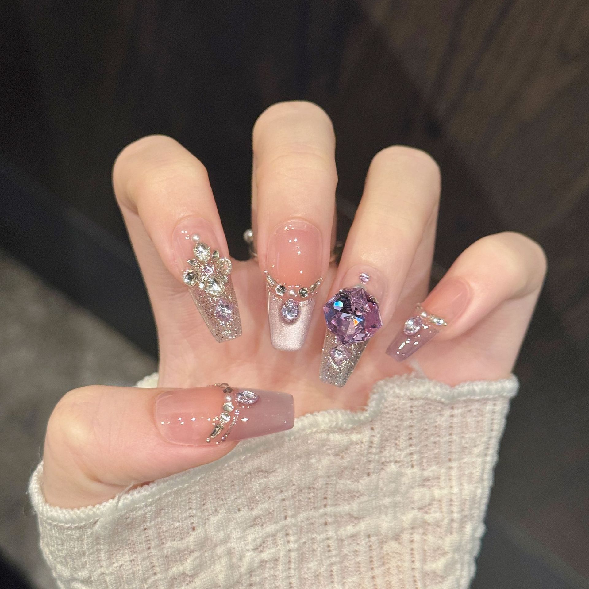 10pcs Pure Hand Pressed Coffin - огляд і ціна Nail Art Oval