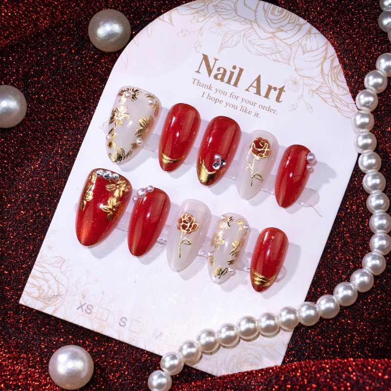 24PCS Gilt Rose Almond Stick o - огляд і ціна Nail Art Cat Eye Simple