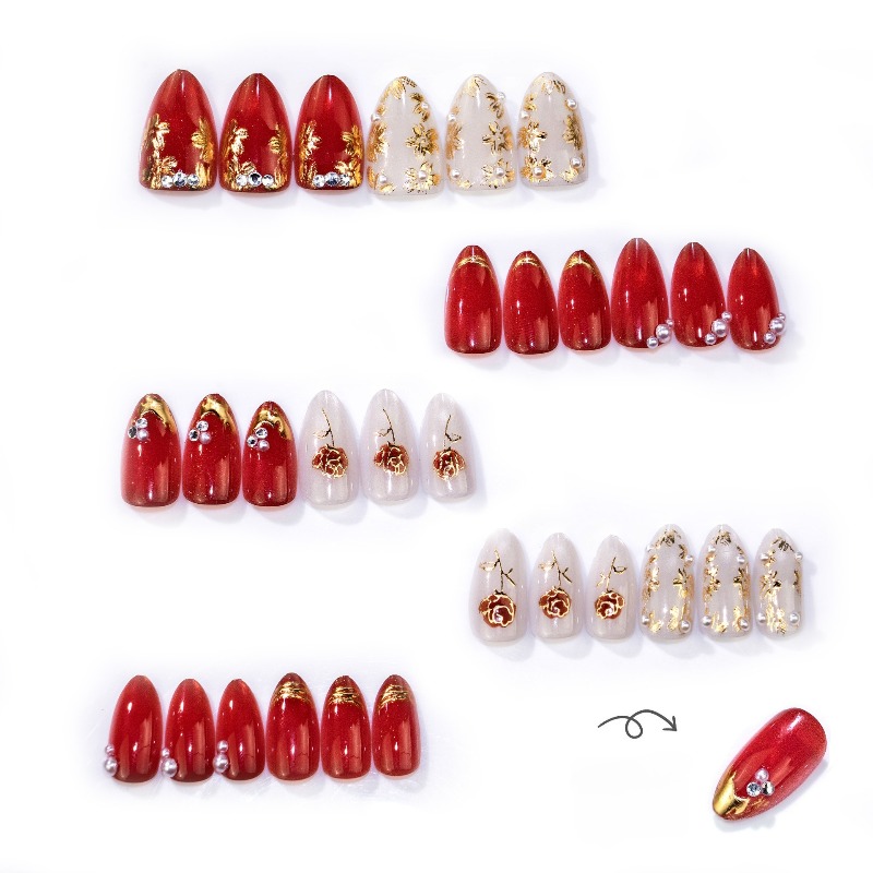 24PCS Gilt Rose Almond Stick o - огляд і ціна Nail Art Cat Eye Simple