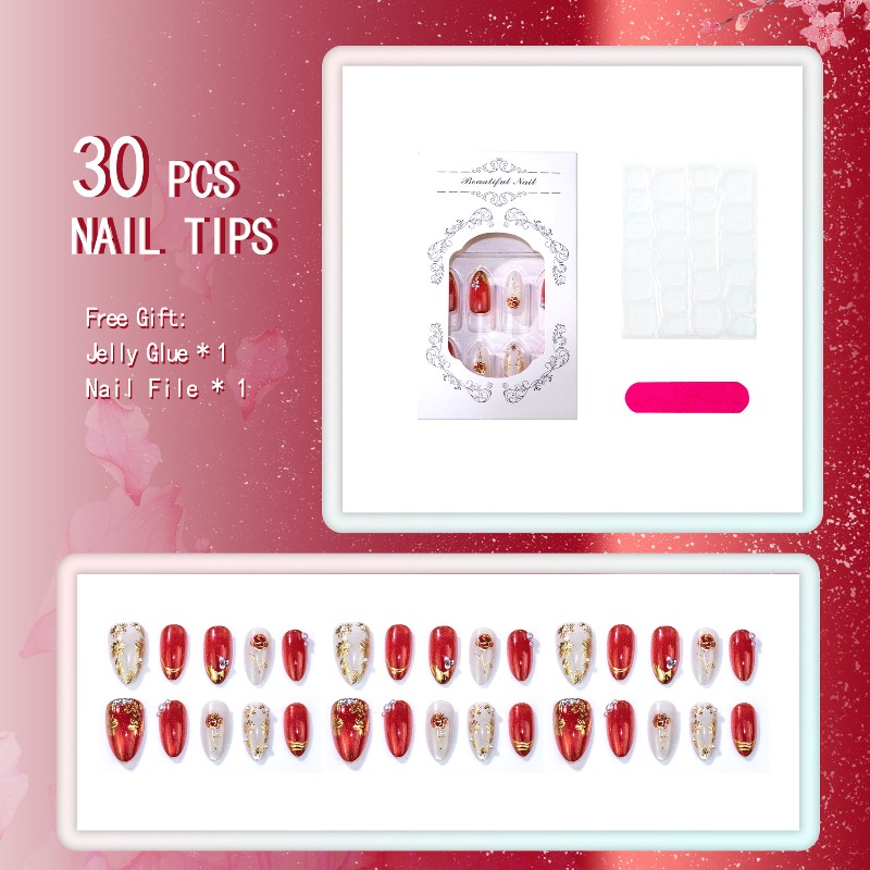 24PCS Gilt Rose Almond Stick o - огляд і ціна Nail Art Cat Eye Simple