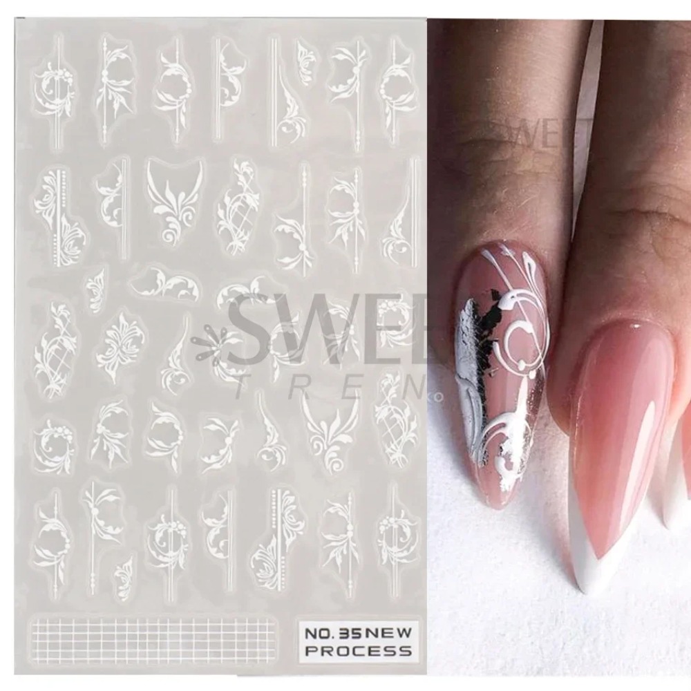 White Lace Flower Nail Art Sti - огляд і ціна Nail Art Simple Elegant