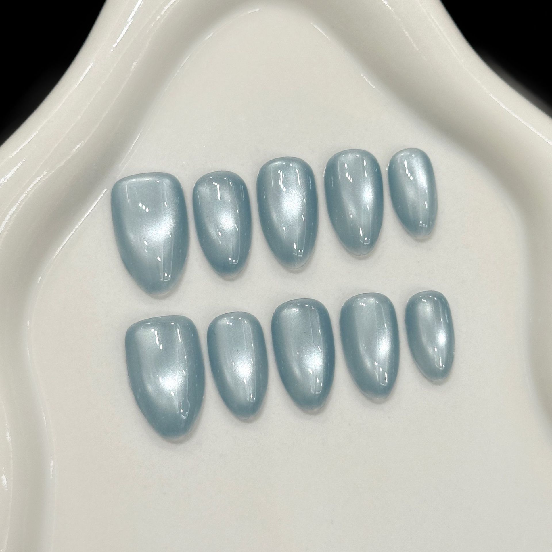 10Pcs Blue Cat Eye French Shor - огляд і ціна Nail Art Simple