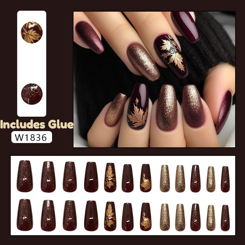 24pcs Elegant Burgundy Glitter - огляд і ціна Nail Art Burgundy