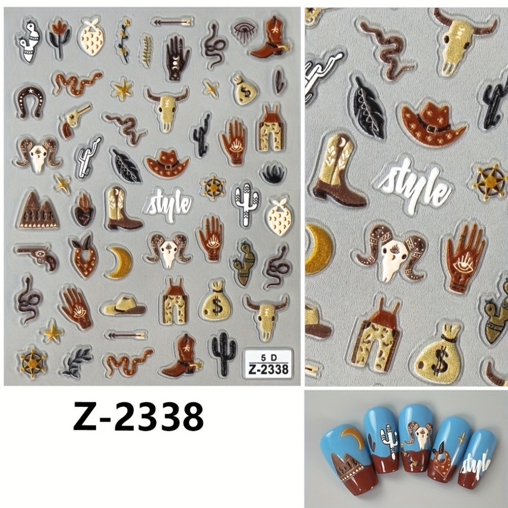 5D 3D Relief Brown Western Cow - огляд і ціна Nail Art France
