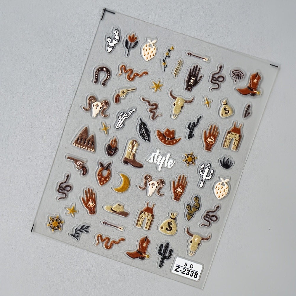 5D 3D Relief Brown Western Cow - огляд і ціна Nail Art France