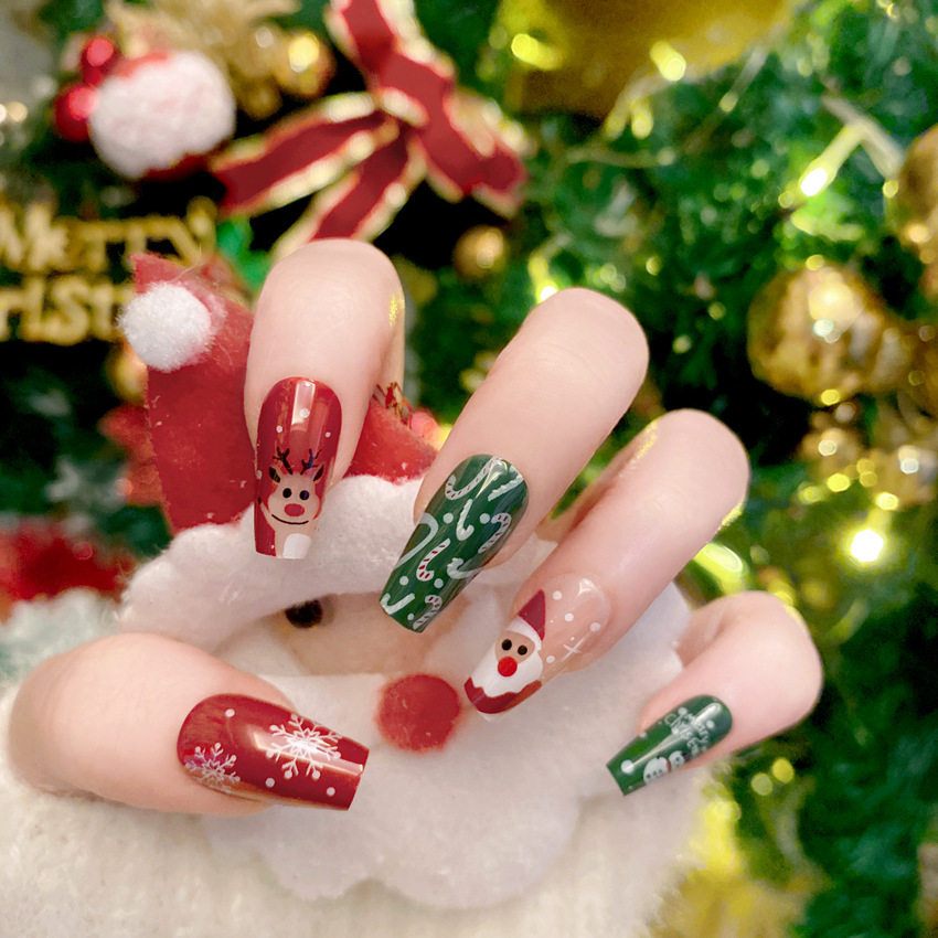 New Christmas Fake Nails Carto - огляд і ціна Nail Art Burgundy