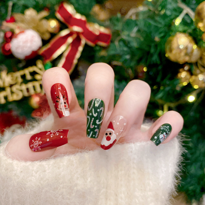 New Christmas Fake Nails Carto - огляд і ціна Nail Art Burgundy