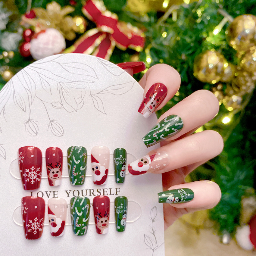 New Christmas Fake Nails Carto - огляд і ціна Nail Art Burgundy