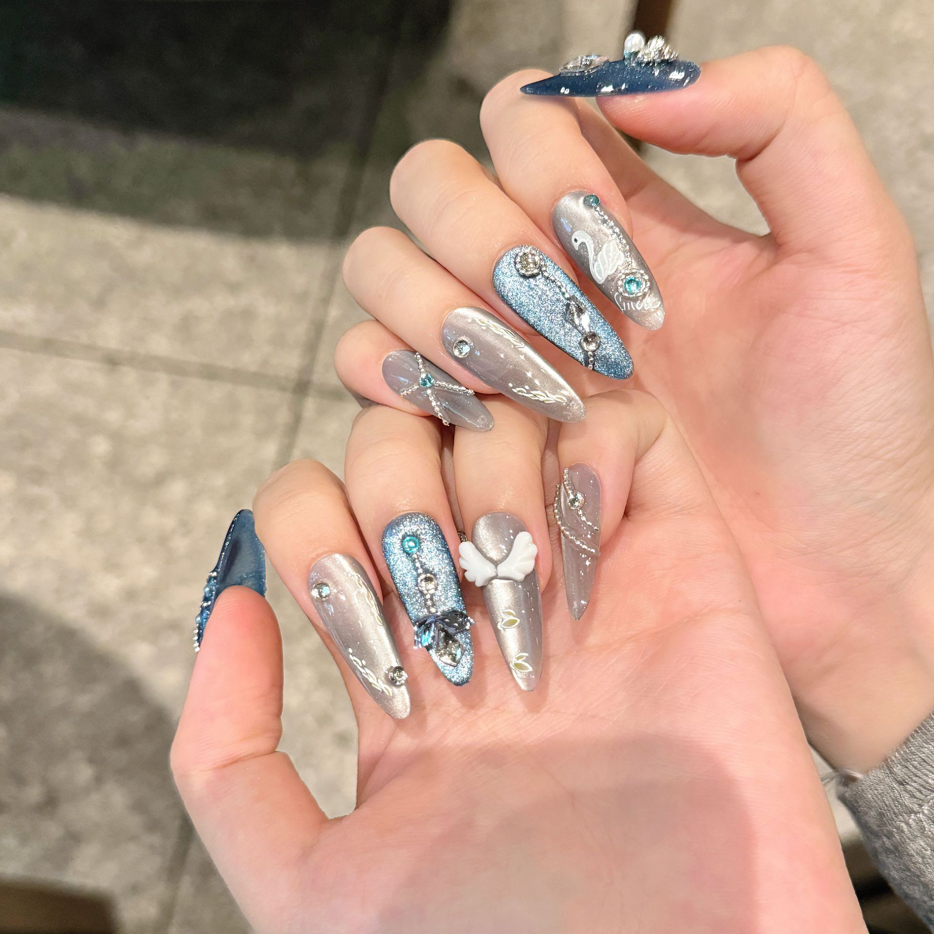 10Pcs White Swan Handmade Fals - огляд і ціна Nail Art Glitter