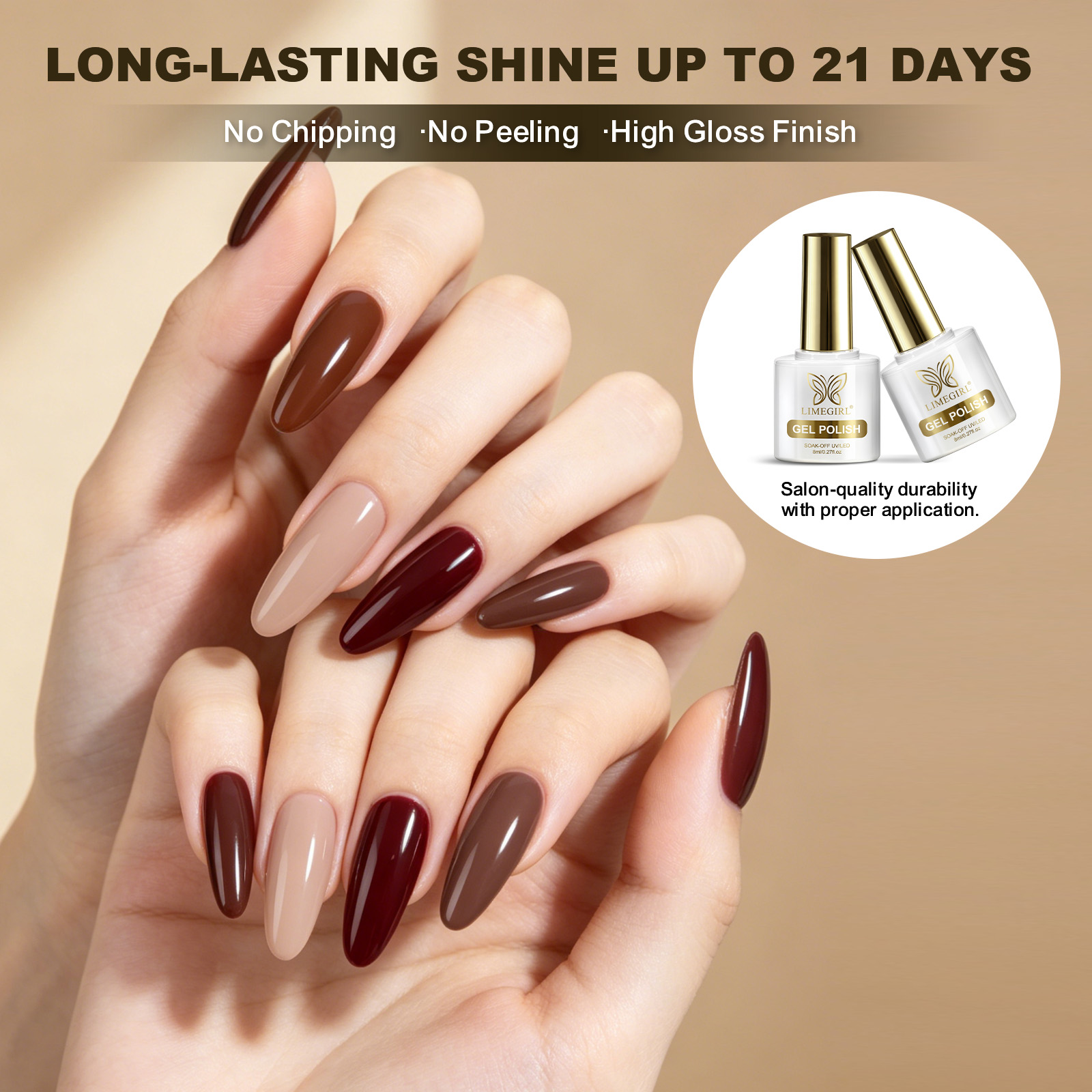 LIMEGIRL 6 Colors Gel Nail Pol - огляд і ціна Nail Art Burgundy