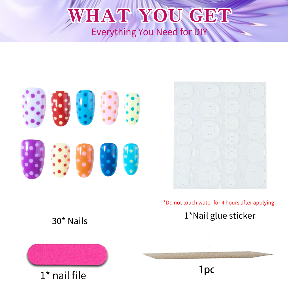 24Pcs/Set Short Oval Polka Poi - огляд і ціна Nail Art Oval