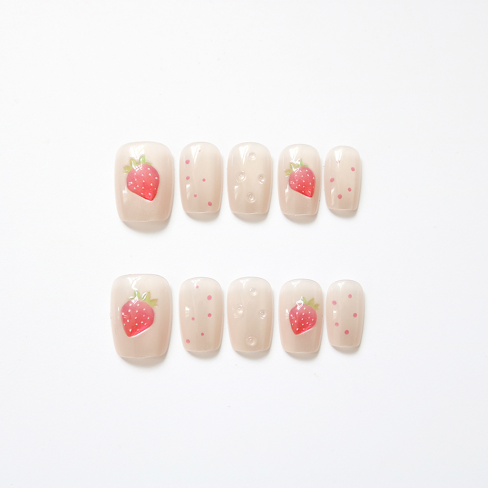 10pcs Short Square Cat Eye Han - огляд і ціна Nail Art Strawberry