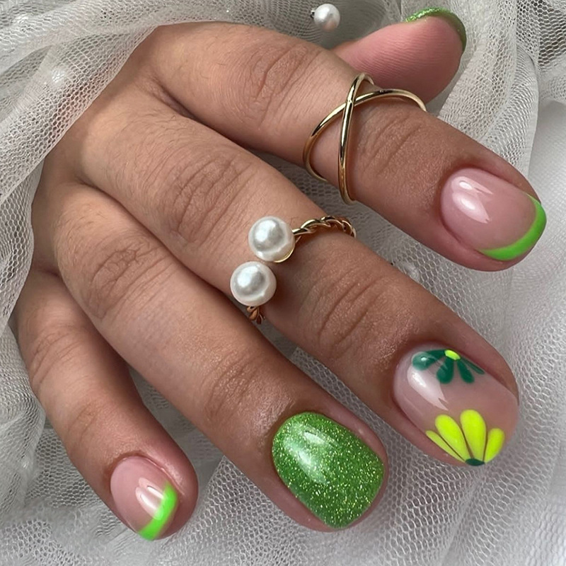 24Pcs Short Ballet False Nails - огляд і ціна Nail Art Glitter