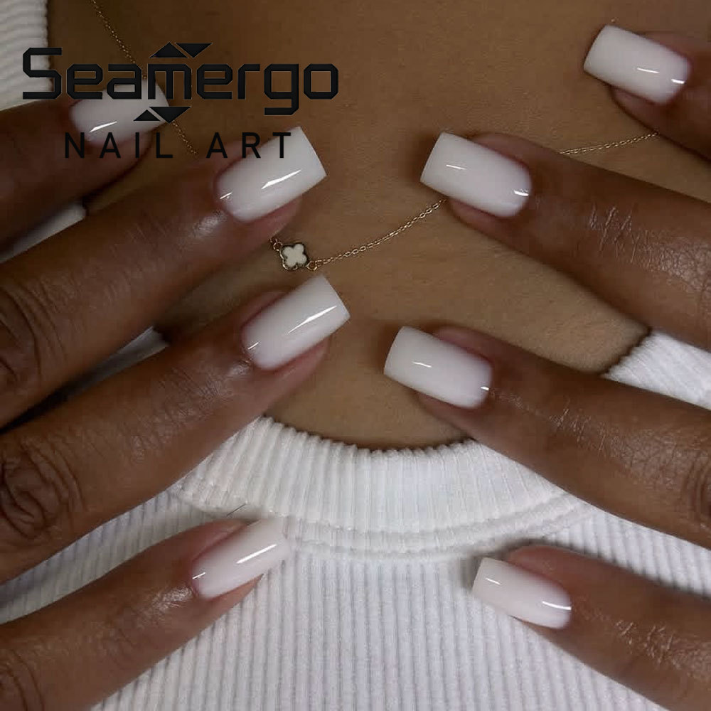 24PCS Short Square Fake Nails  - огляд і ціна Nail Art Simple Elegant