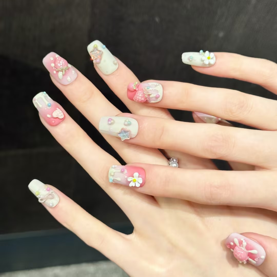 10PCS Square Handmade Press On - огляд і ціна Nail Art Strawberry