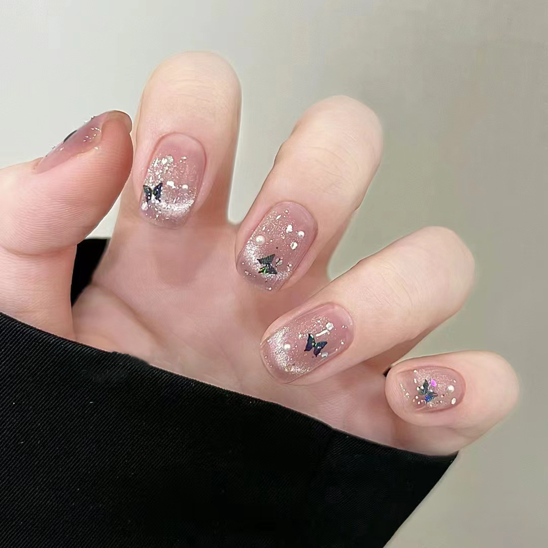 24Pcs French Glitter Press on  - огляд і ціна Nail Art Full Cat Eye