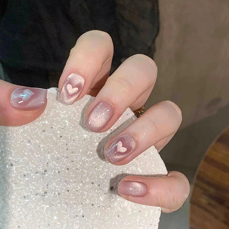 24Pcs French Glitter Press on  - огляд і ціна Nail Art Full Cat Eye