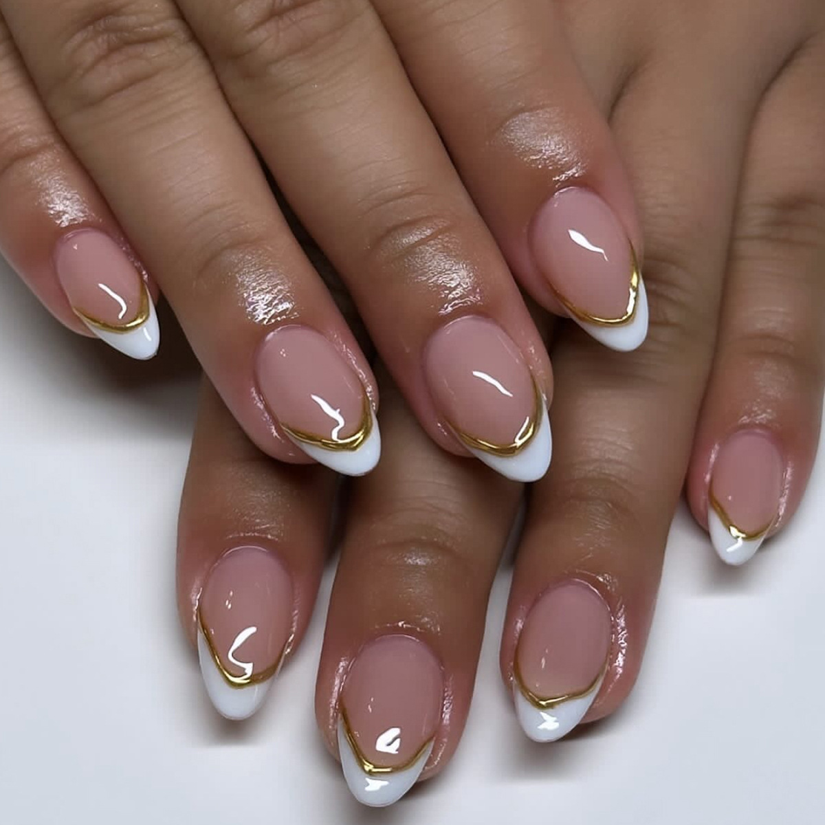French Nude Pink White Edge Al - огляд і ціна Nail Art Simple Elegant