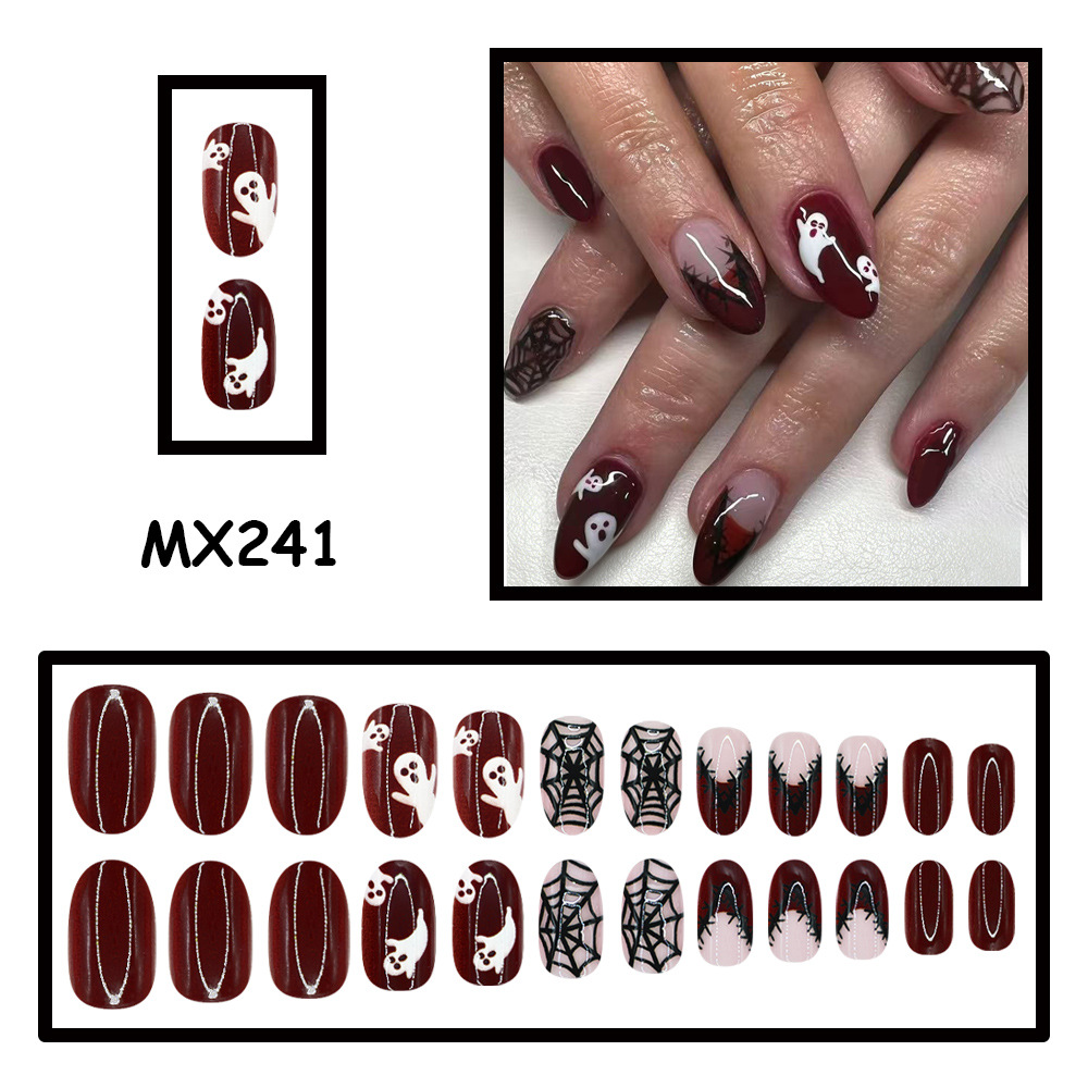 24Pcs Halloween Press On Nails - огляд і ціна Nail Art Burgundy