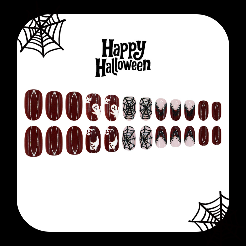 24Pcs Halloween Press On Nails - огляд і ціна Nail Art Burgundy