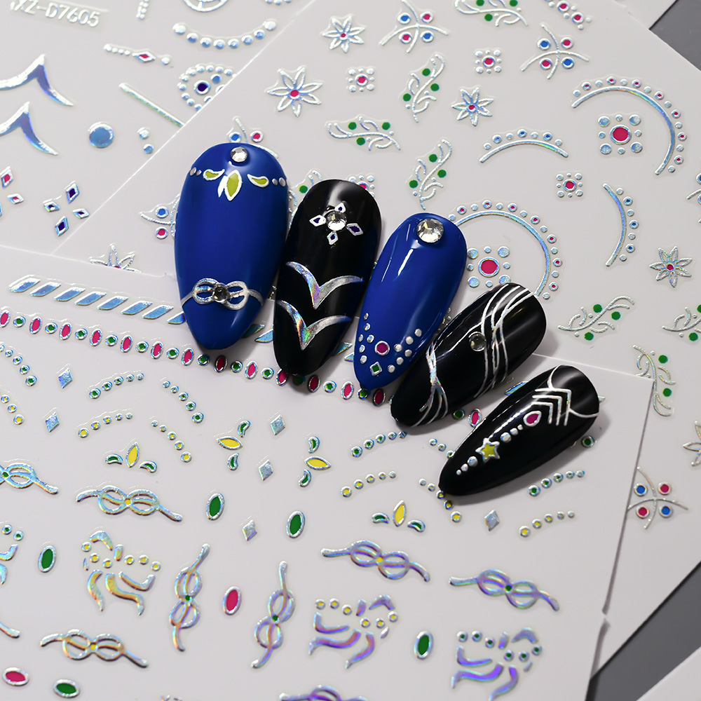 12Pcs 3D Slilver Geometry Line - огляд і ціна Nail Art Simple Elegant