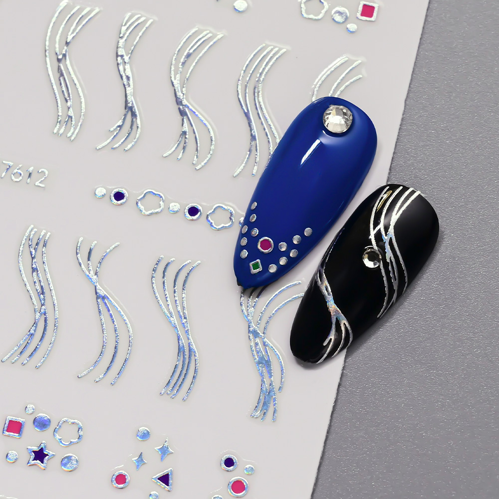 12Pcs 3D Slilver Geometry Line - огляд і ціна Nail Art Simple Elegant