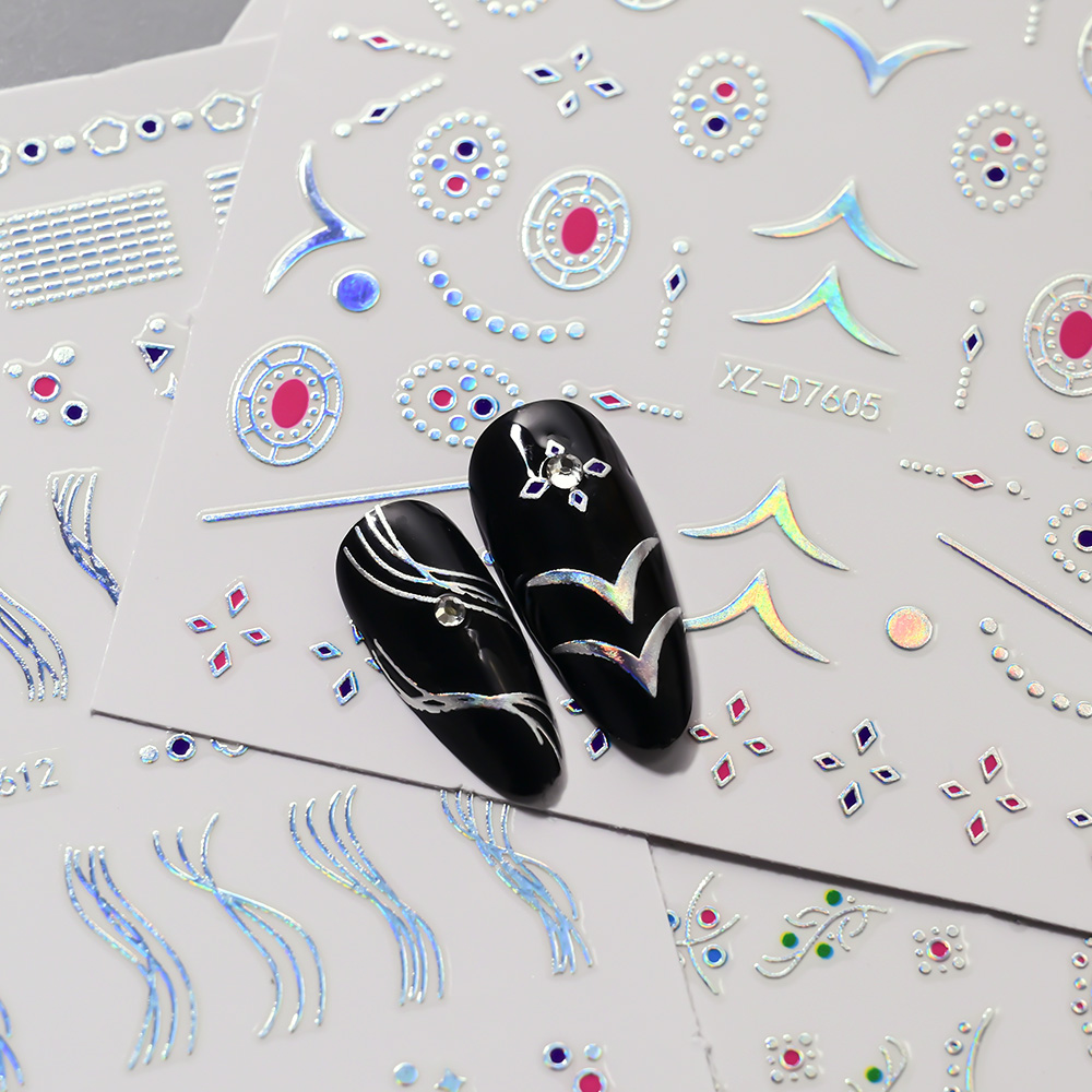 12Pcs 3D Slilver Geometry Line - огляд і ціна Nail Art Simple Elegant