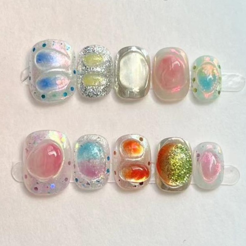 10Pcs Cute Short Round Handmad - огляд і ціна Nail Art Glitter