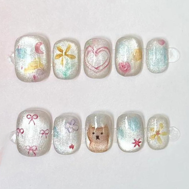 10Pcs Cute Short Round Handmad - огляд і ціна Nail Art Glitter