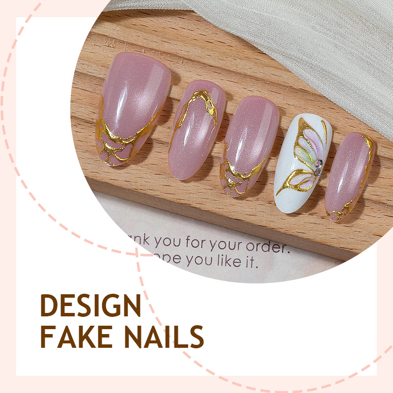 Cat Eye Almond False Nails Gol - огляд і ціна Nail Art Cat Eye Simple