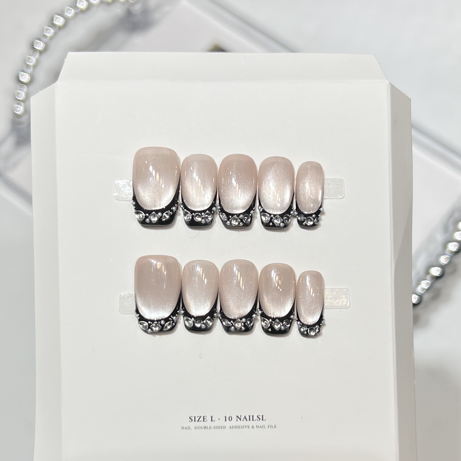 10pcs Black Cat Eyes Press on  - огляд і ціна Nail Art Full Cat Eye