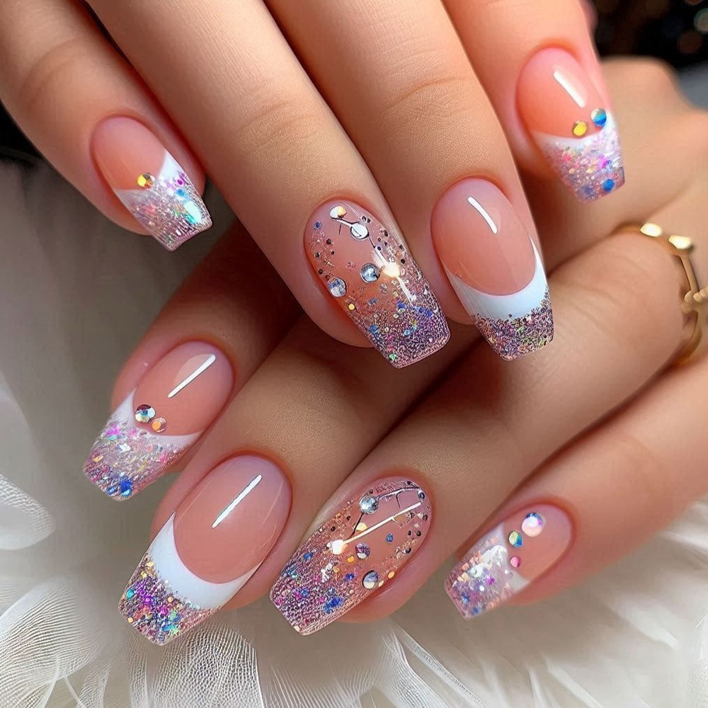 24pcs/set Short Medium fake na - огляд і ціна Nail Art Glitter