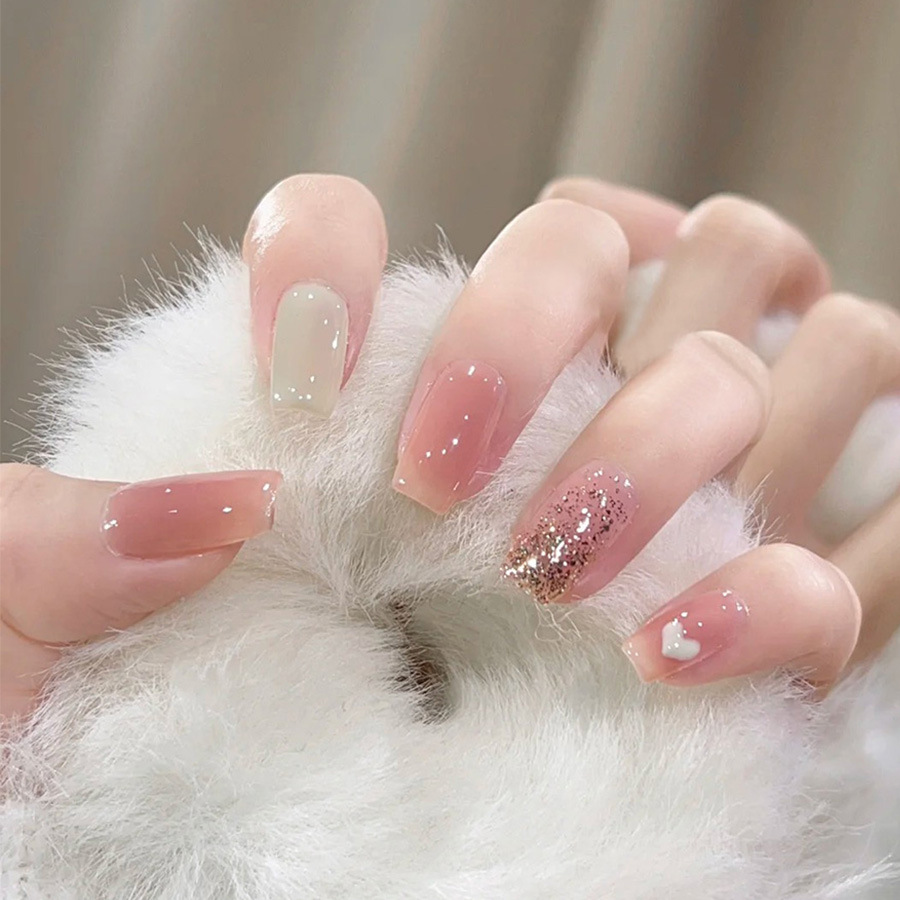 24pcs/set Short Medium fake na - огляд і ціна Nail Art Glitter