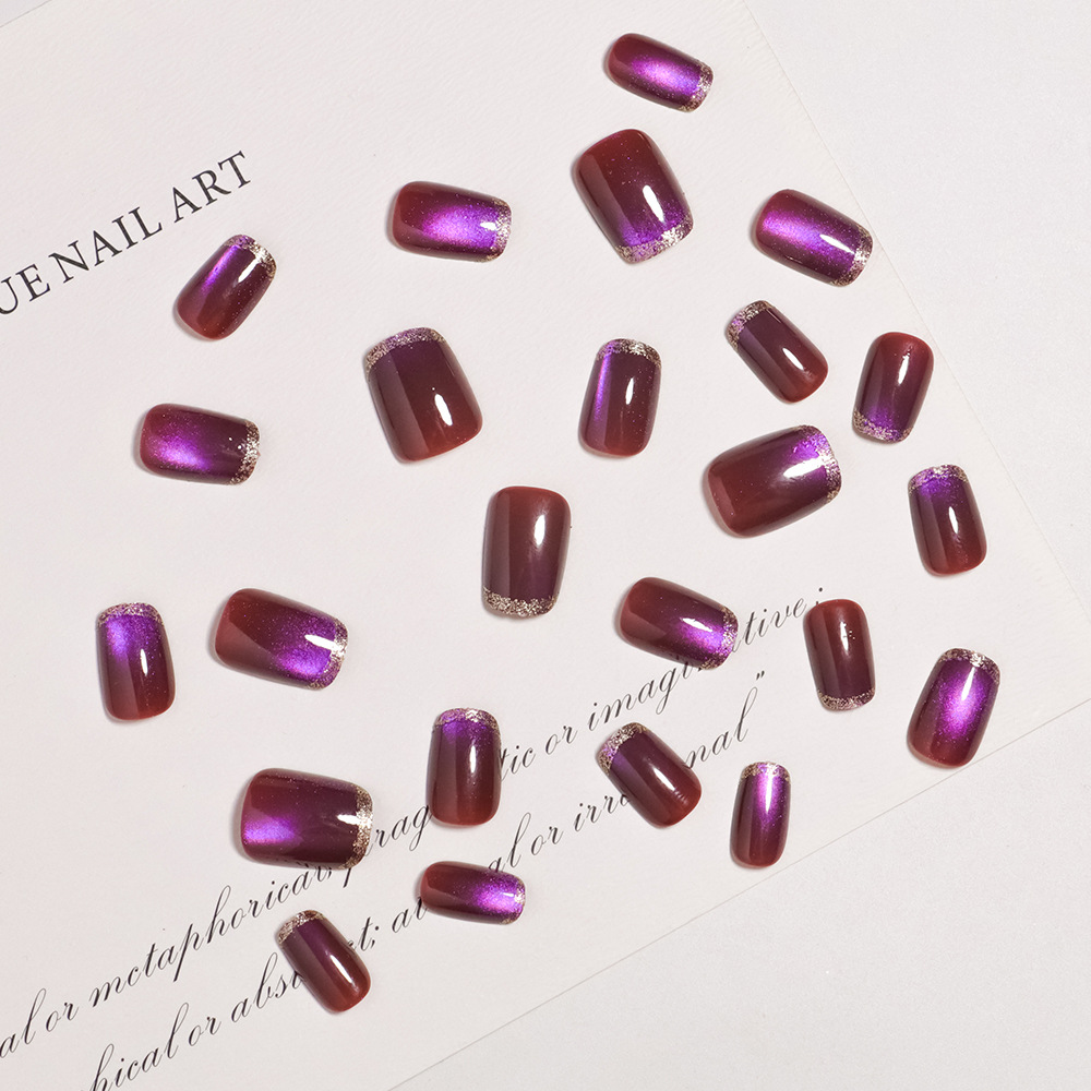 Short square fake nails for wo - огляд і ціна Nail Art Full Cat Eye